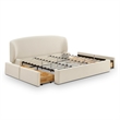 Pemberly Row Contemporary Cream Upcycled Linen King Storage Bed