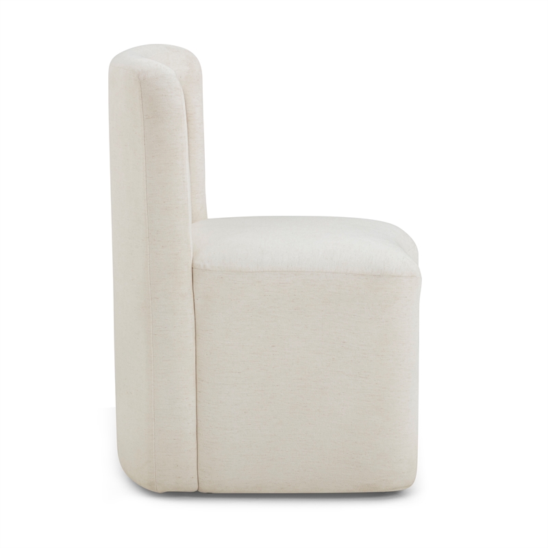 Pemberly Row Contemporary Accent Cream Finish Rolling Desk Chair