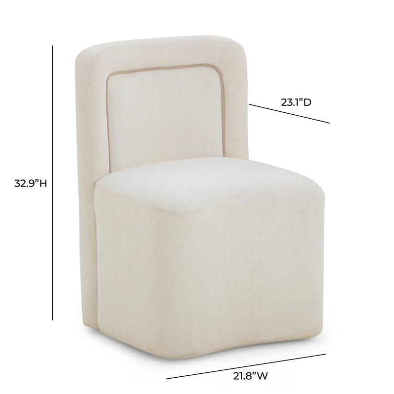 Pemberly Row Contemporary Accent Cream Finish Rolling Desk Chair