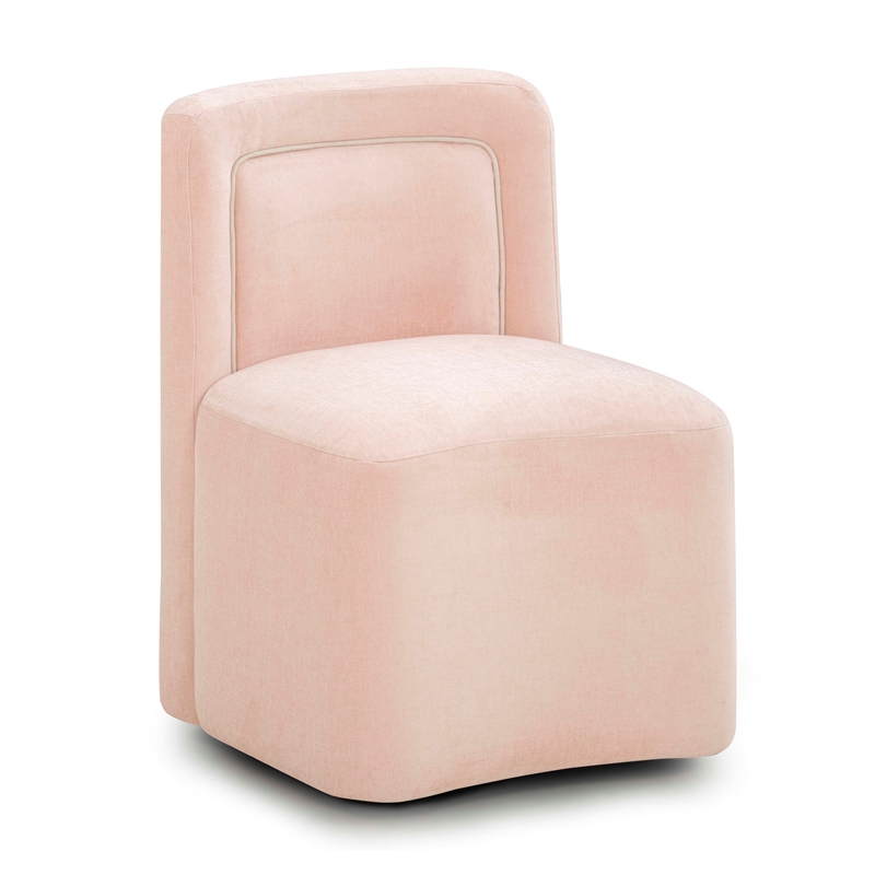 Pemberly Row Contemporary Accent Pink Finish Rolling Desk Chair