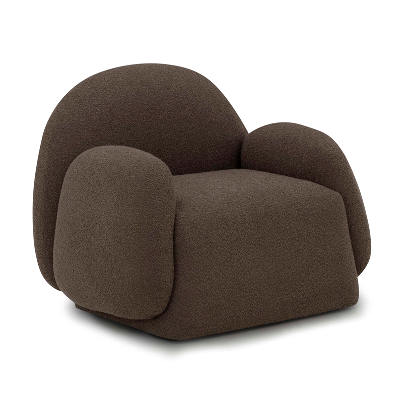 Pemberly Row Upholstered Contemporary Accent Brown Boucle Accent Chair