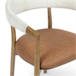 Pemberly Row Performance Vegan Leather and Cream Textured Weave Dining Chair
