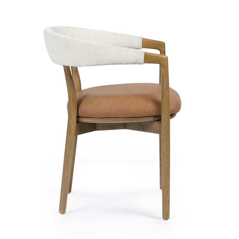 Pemberly Row Performance Vegan Leather and Cream Textured Weave Dining Chair