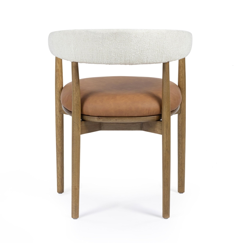 Pemberly Row Performance Vegan Leather and Cream Textured Weave Dining Chair