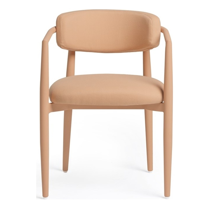 Pemberly Row Peach Textured Performance Fabric Outdoor Dining Chair