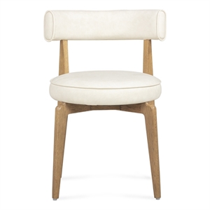 Pemberly Row Contemporary Cream Performance Vegan Leather Dining Chair