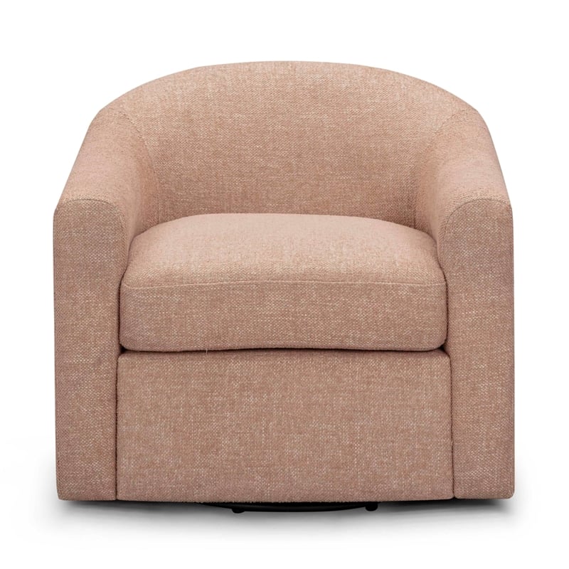 Pemberly Row Contemporary Accent Blush Basketweave Swivel Chair