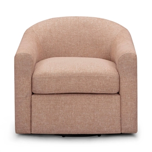 Pemberly Row Contemporary Accent Blush Basketweave Swivel Chair