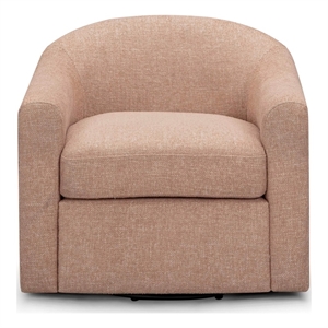 Pemberly Row Contemporary Accent Blush Basketweave Swivel Chair