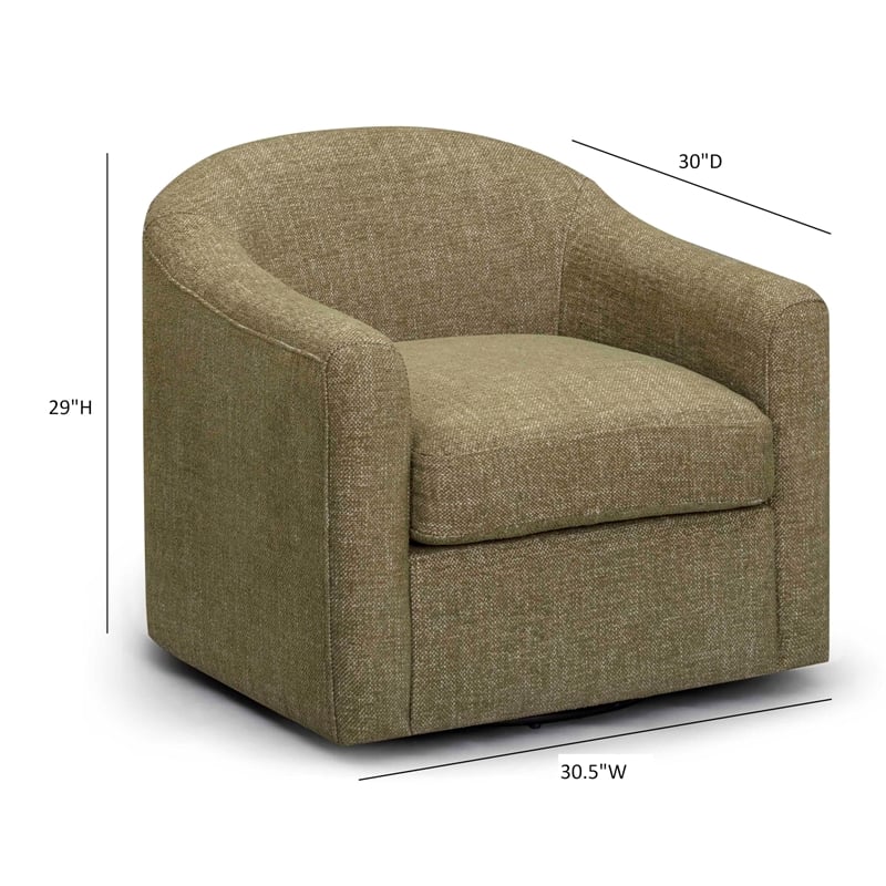 Pemberly Row Contemporary Accent Green Basketweave Swivel Chair