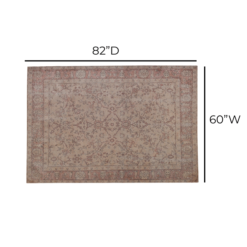 Pemberly Row Contemporary Accent 5' x 7' Polyester Area Rug in Multi-Color