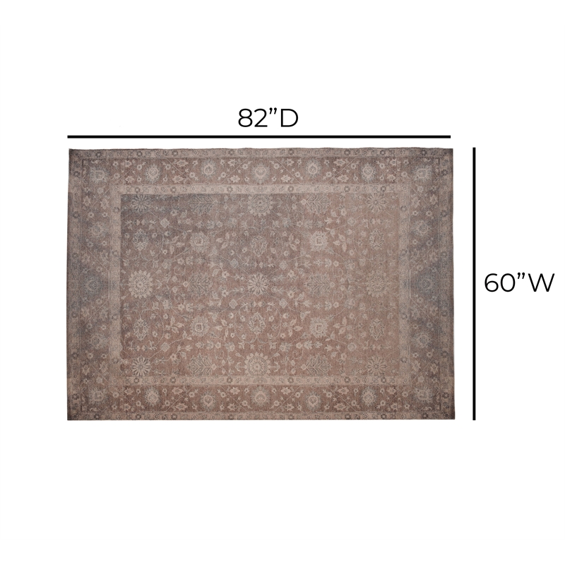 Pemberly Row Contemporary Accent 5' x 7' Polyester Area Rug in Multi-Color