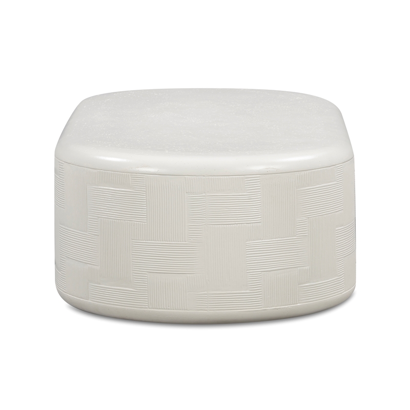 Pemberly Row Contemporary Accent Concrete Rounded Coffee Table