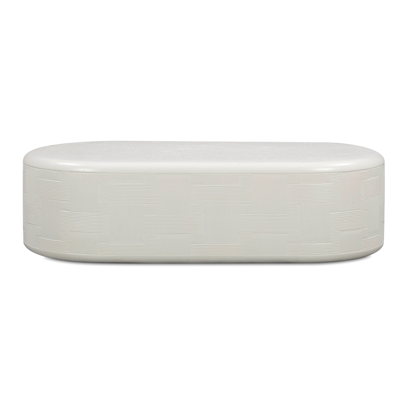 Pemberly Row Contemporary Accent Concrete Rounded Coffee Table