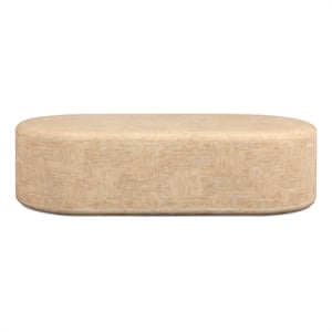 Pemberly Row Contemporary Faux Travertine Concrete Rounded Coffee Table