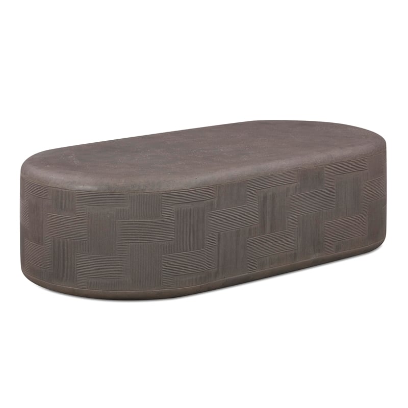 Pemberly Row Contemporary Dark Umber Concrete Rounded Coffee Table