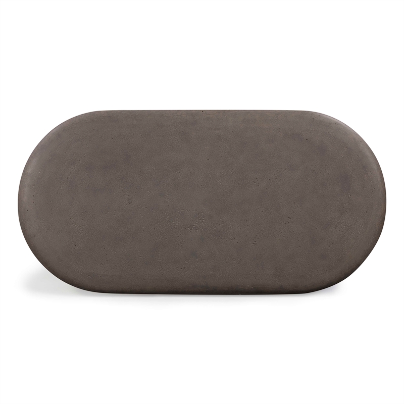 Pemberly Row Contemporary Dark Umber Concrete Rounded Coffee Table