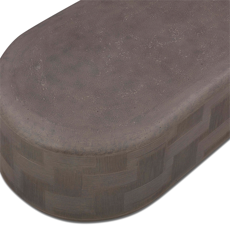 Pemberly Row Contemporary Dark Umber Concrete Rounded Coffee Table