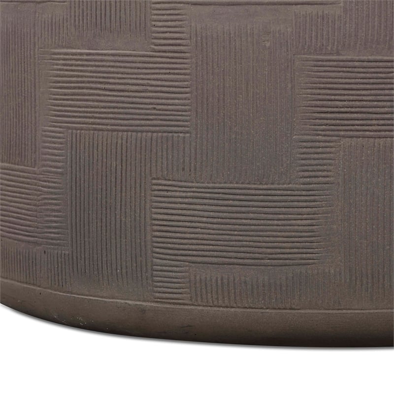 Pemberly Row Contemporary Dark Umber Concrete Rounded Coffee Table