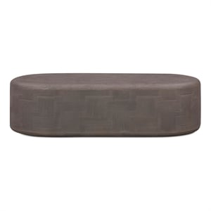 Pemberly Row Contemporary Dark Umber Concrete Rounded Coffee Table