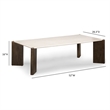 Pemberly Row Contemporary Beige Quartz Rectangular Coffee Table