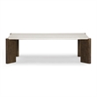Pemberly Row Contemporary Beige Quartz Rectangular Coffee Table