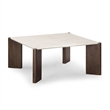 Pemberly Row Contemporary Accent Cream Quartz Square Coffee Table