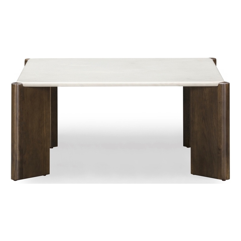 Pemberly Row Contemporary Accent Cream Quartz Square Coffee Table