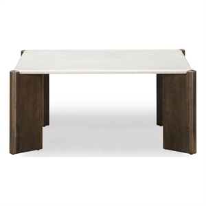 Pemberly Row Contemporary Accent Cream Quartz Square Coffee Table