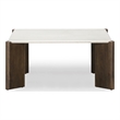 Pemberly Row Contemporary Accent Cream Quartz Square Coffee Table