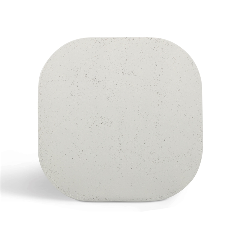 Pemberly Row Contemporary Accent Concrete Side Table in Ivory