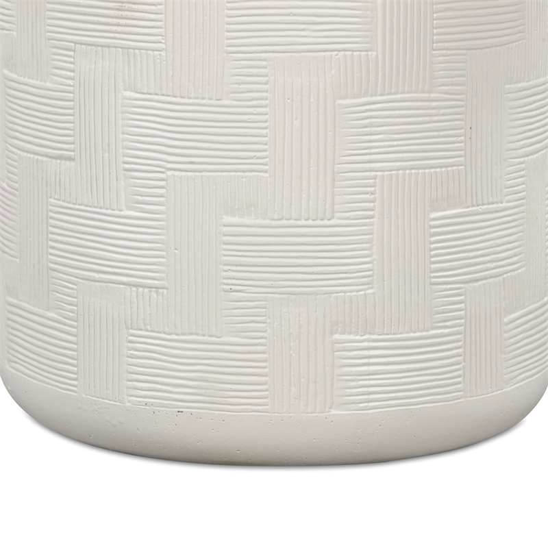 Pemberly Row Contemporary Accent Concrete Side Table in Ivory