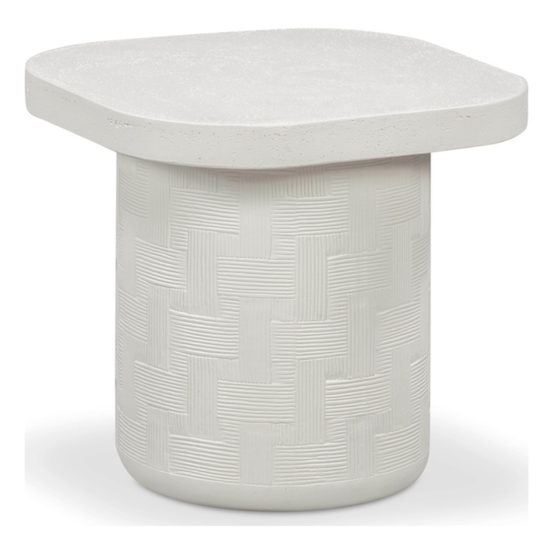 Pemberly Row Contemporary Accent Concrete Side Table in Ivory
