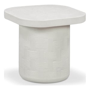 Pemberly Row Contemporary Accent Concrete Side Table in Ivory