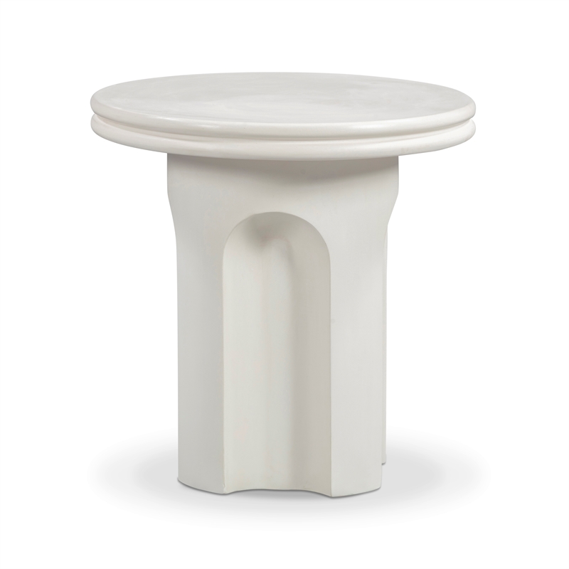 Pemberly Row Contemporary Accent Concrete Side Table in Ivory