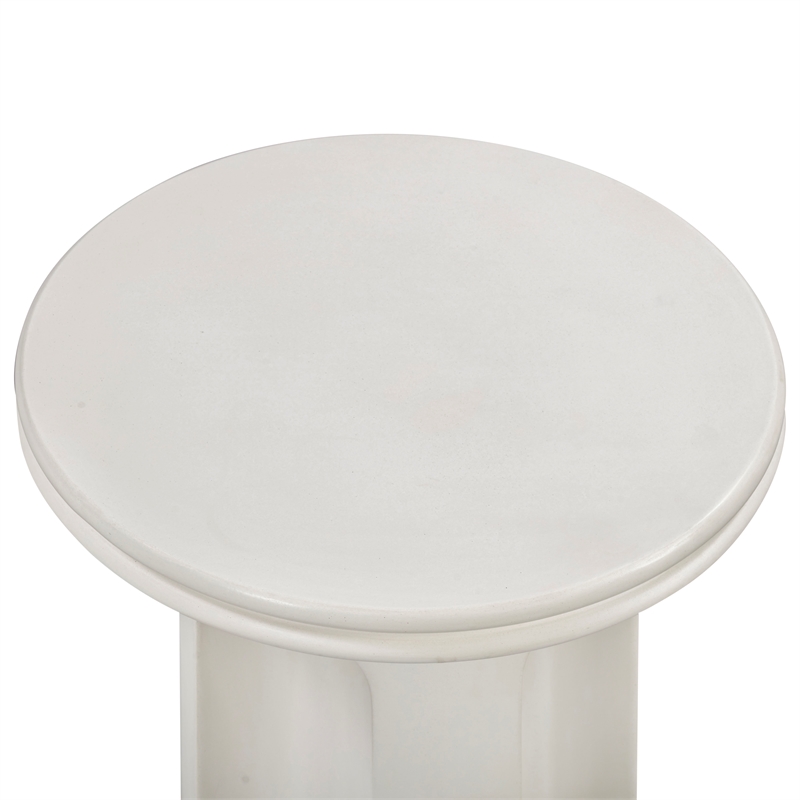 Pemberly Row Contemporary Accent Concrete Side Table in Ivory