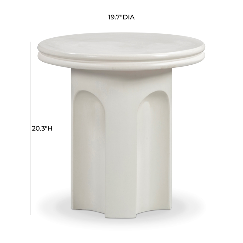 Pemberly Row Contemporary Accent Concrete Side Table in Ivory