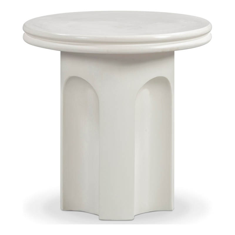 Pemberly Row Contemporary Accent Concrete Side Table in Ivory