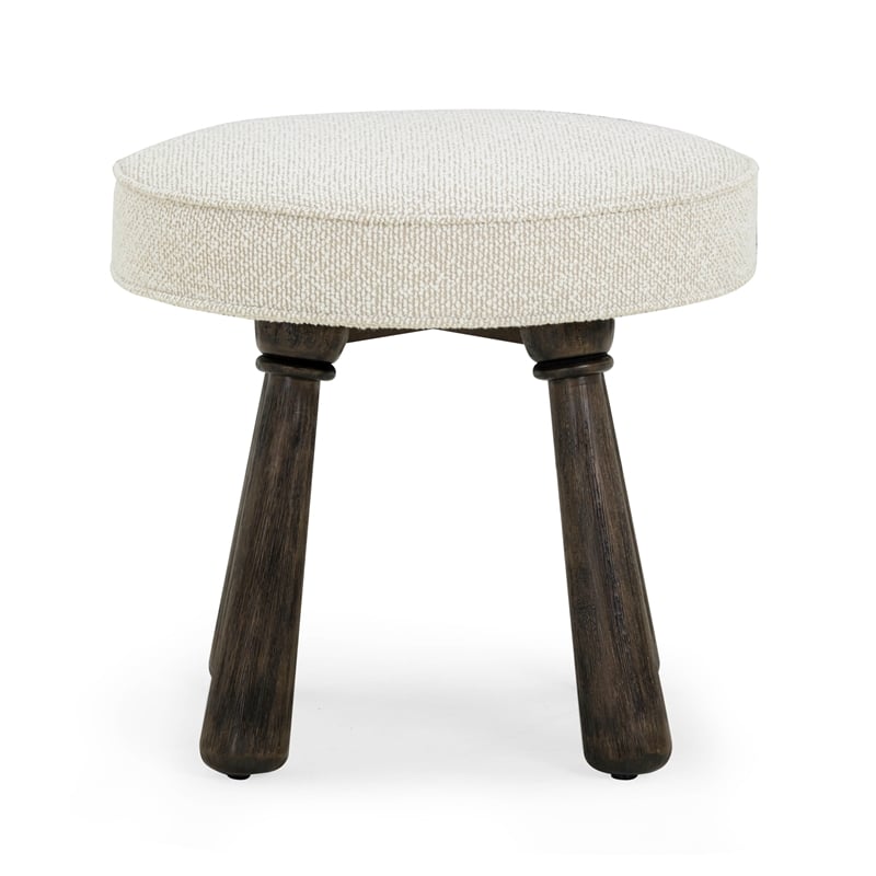 Pemberly Row Upholstered Contemporary Accent Cream Boucle Stool