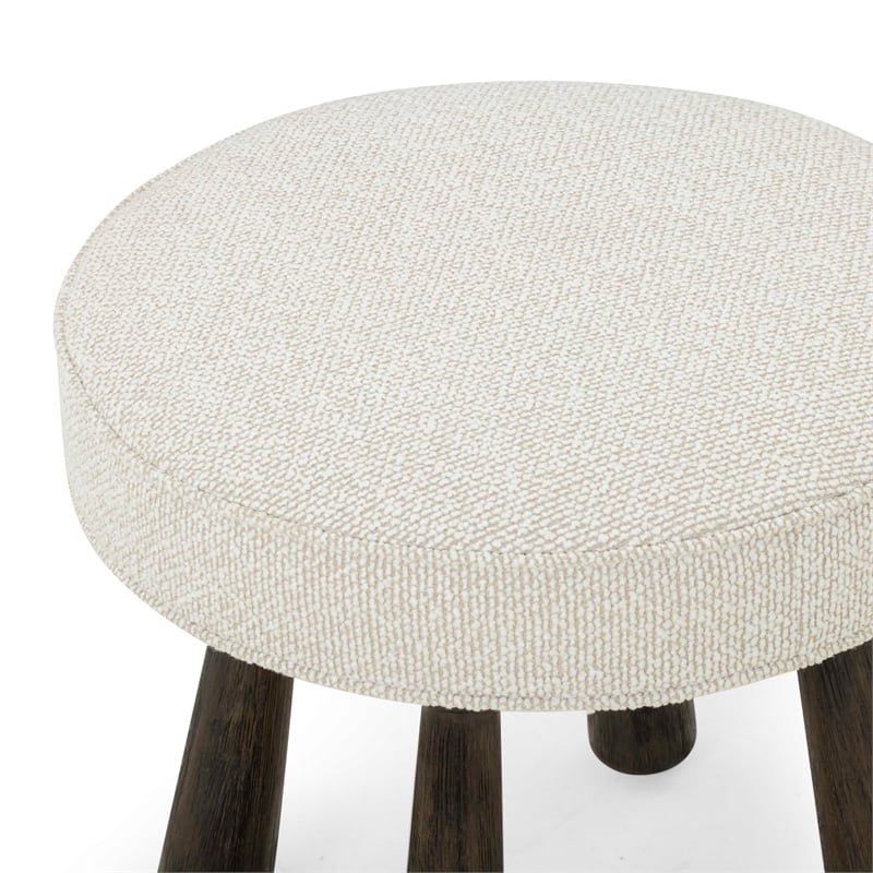 Pemberly Row Upholstered Contemporary Accent Cream Boucle Stool