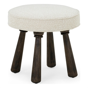 Pemberly Row Upholstered Contemporary Accent Cream Boucle Stool