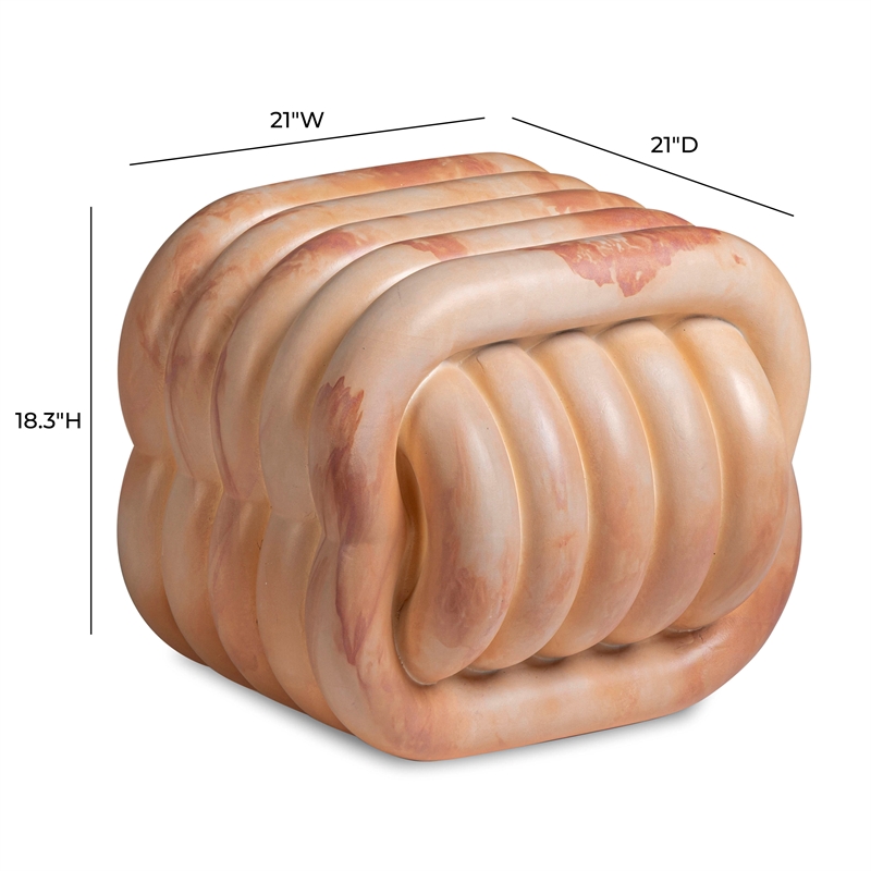 Pemberly Row Love Knot Pink Agate Indoor/Outdoor Concrete Accent Stool