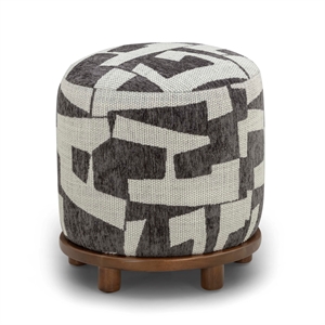 Pemberly Row Upholstered Contemporary Accent Black Jacquard Ottoman