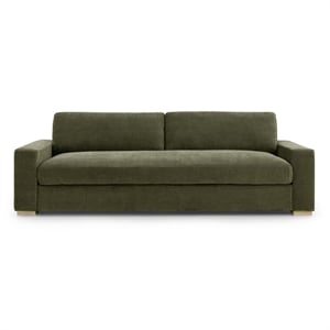 Pemberly Row Contemporary 96&quot Olive Green Upcycled Chenille Sofa