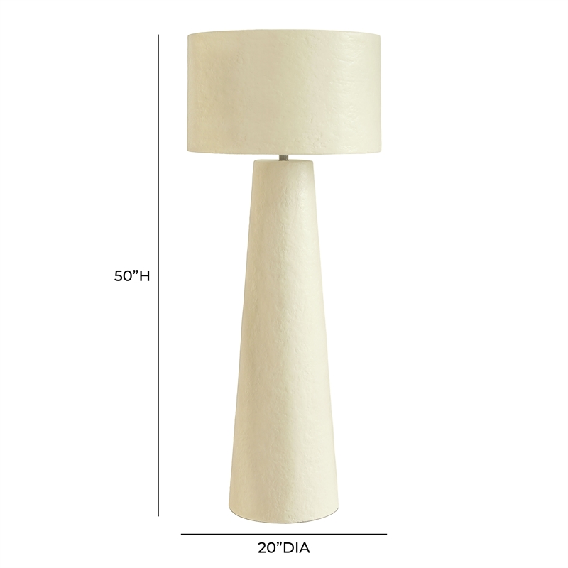 Pemberly Row Contemporary Accent Cream Papier Mache Floor Lamp