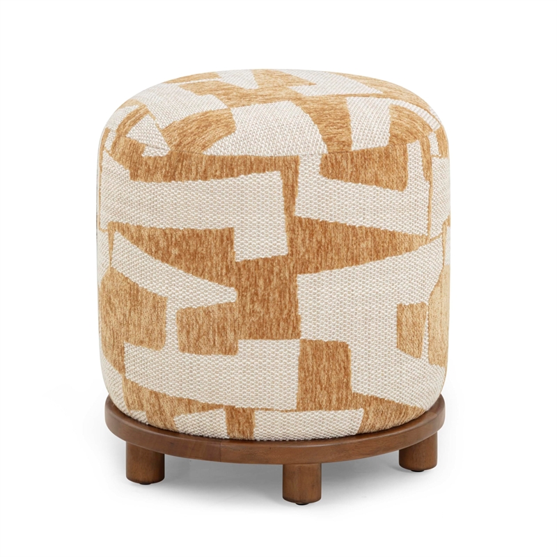 Pemberly Row Contemporary Accent Curry Jacquard Fabric Ottoman