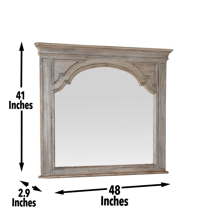 Pemberly Row Set of 4 Solid Wood Driftwood Gray Queen Size Bedroom set