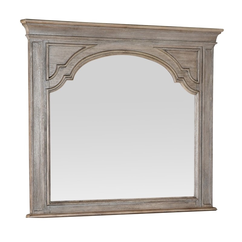 Pemberly Row Set of 4 Solid Wood Driftwood Gray Queen Size Bedroom set