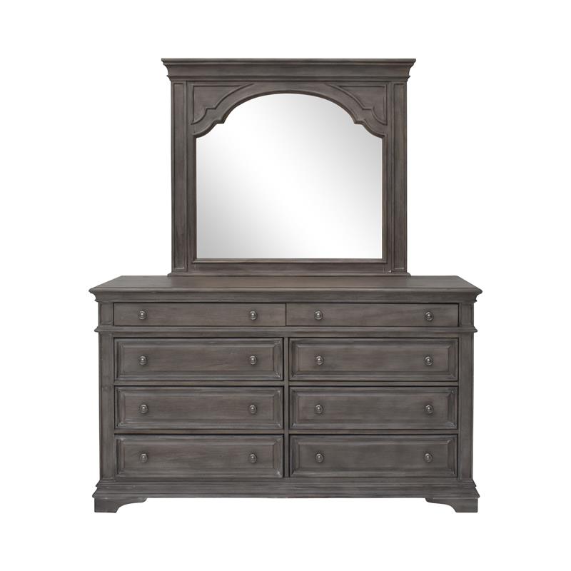 Pemberly Row Set of 4 Solid Wood Driftwood Gray King Size Bedroom set