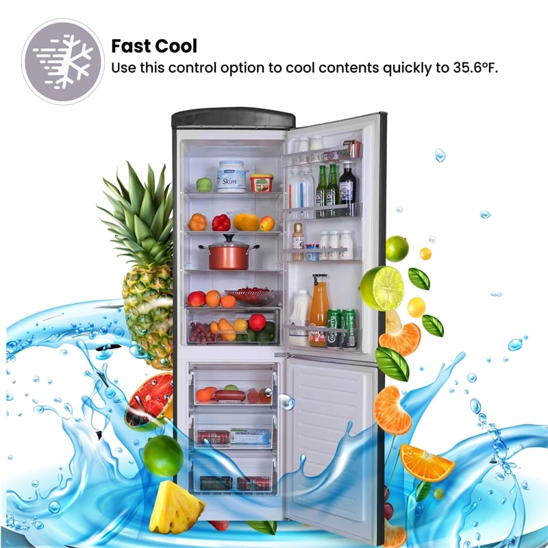 Pemberly Row 10.7 cu. ft. Bottom Mount Retro Refrigerator in Red